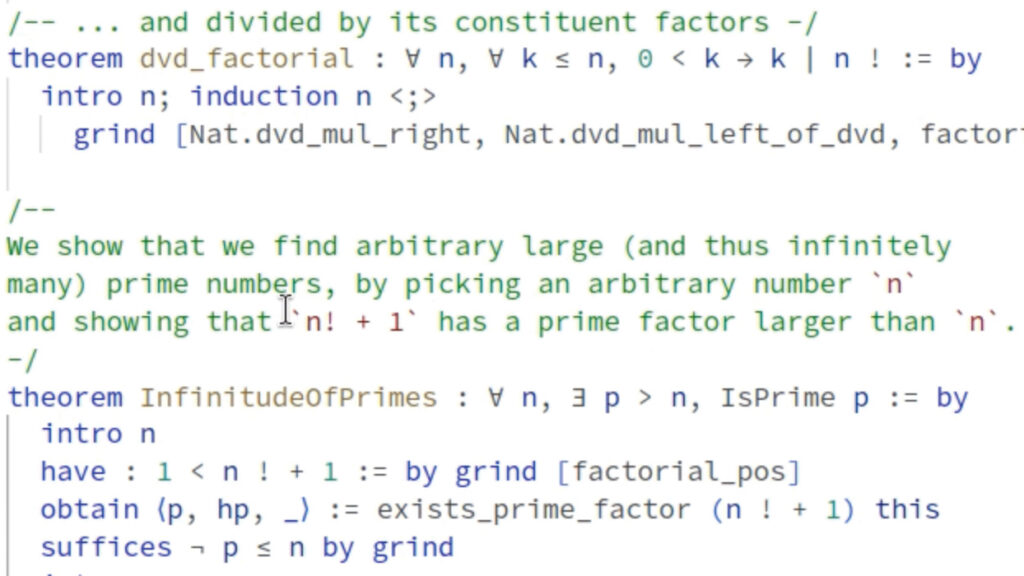 A screenshot of Lean code