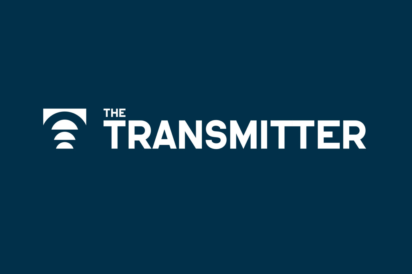 White text on a dark blue background reads THE TRANSMITTER with a stylized signal icon to the left of the words.