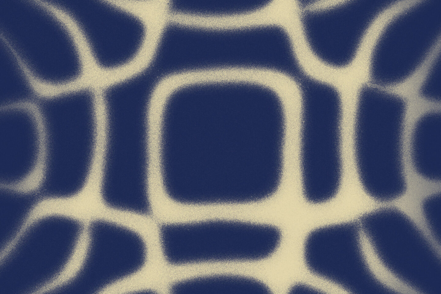 Abstract graphic of a grainy, light-colored, interlocking wave pattern centered on a dark blue background.