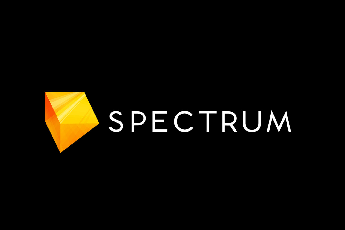 A yellow geometric prism icon is next to the word SPECTRUM in white, all on a black background.