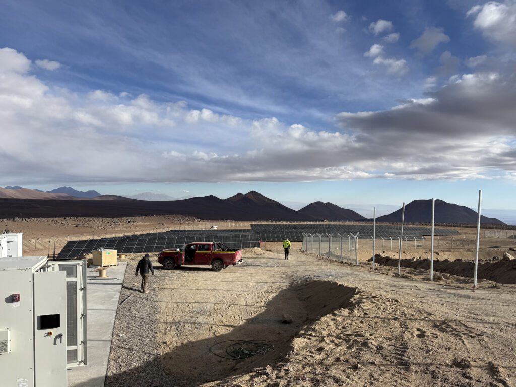 Photo of the photovoltaic array (solar power plant) at the Simons Observatory